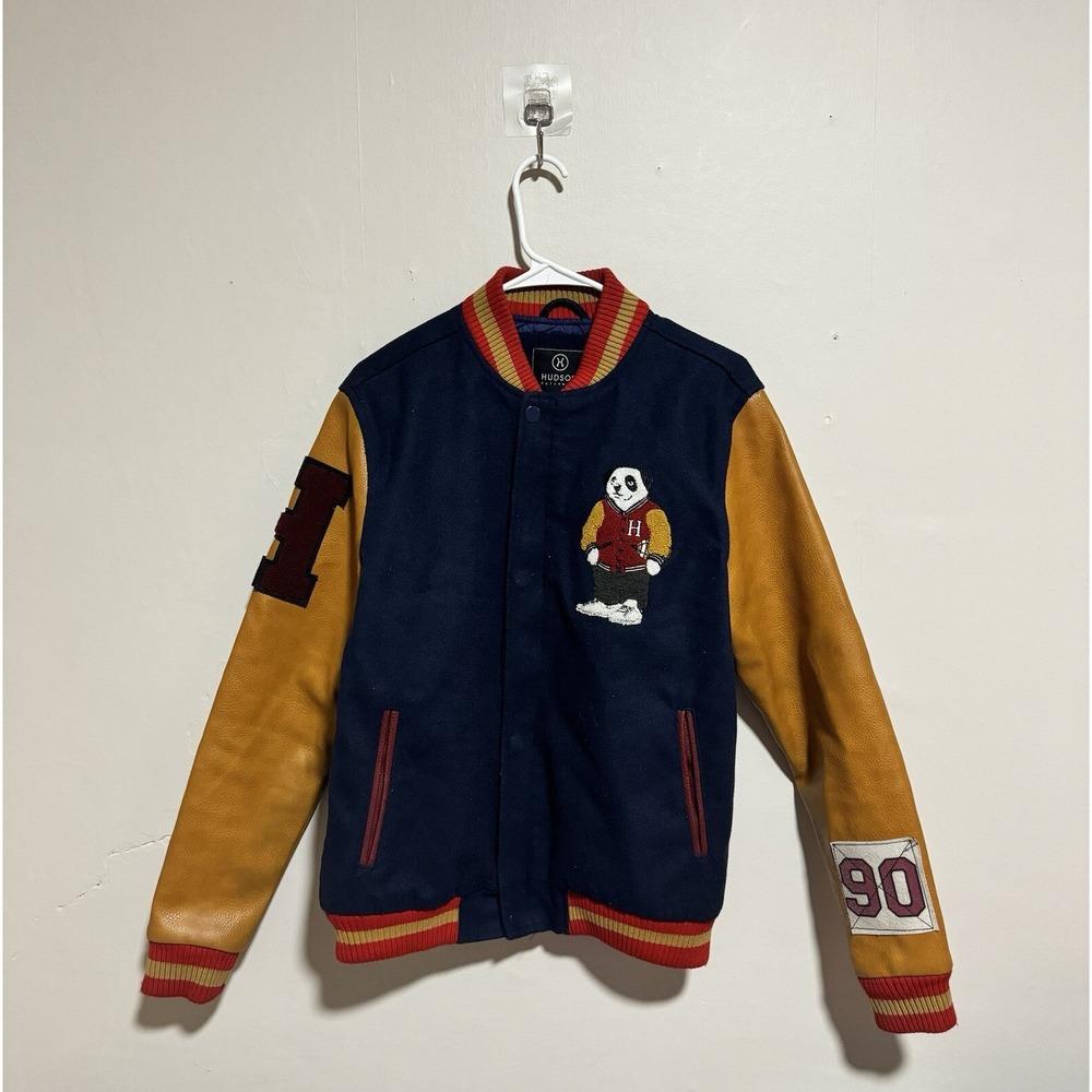 Hudson Outerwear Panda Bomber Jacket‎ Varsity Coat H6051123 Navy  90s Mens Small